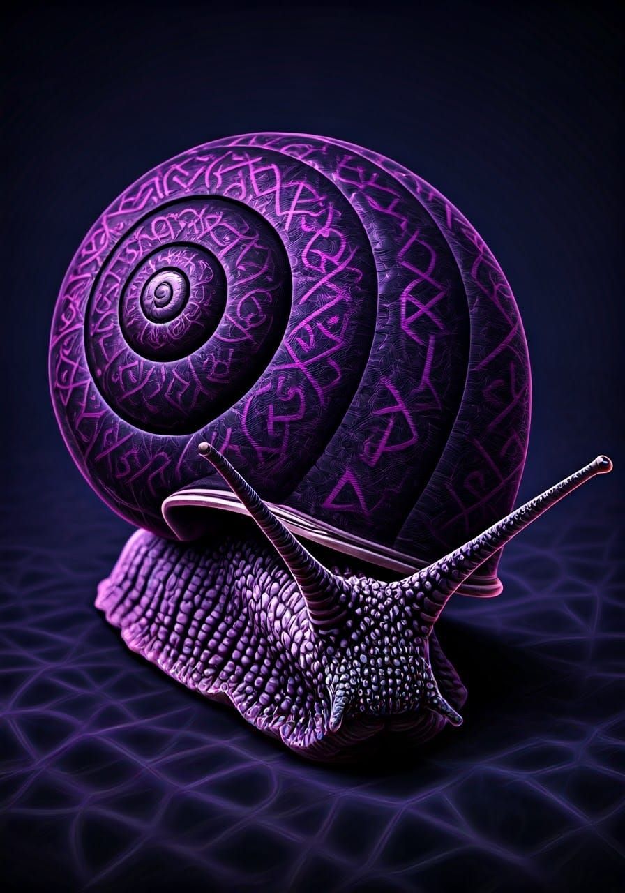 Surreal Voronoi Snail in Celtic Runic Patterns