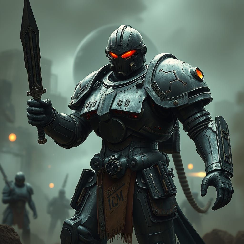 Steampunk Knight in Dystopian Power Armor