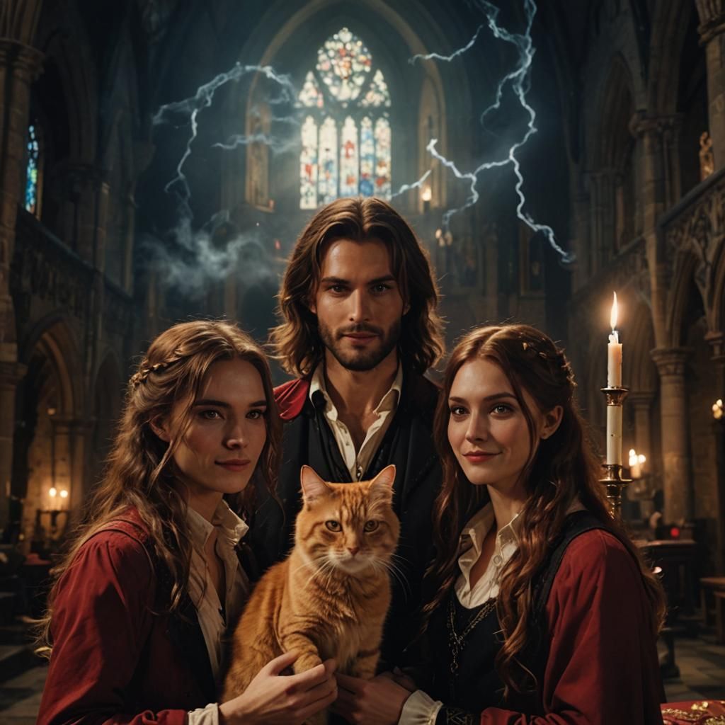 Magician Siblings in a Mystical Gothic Scene