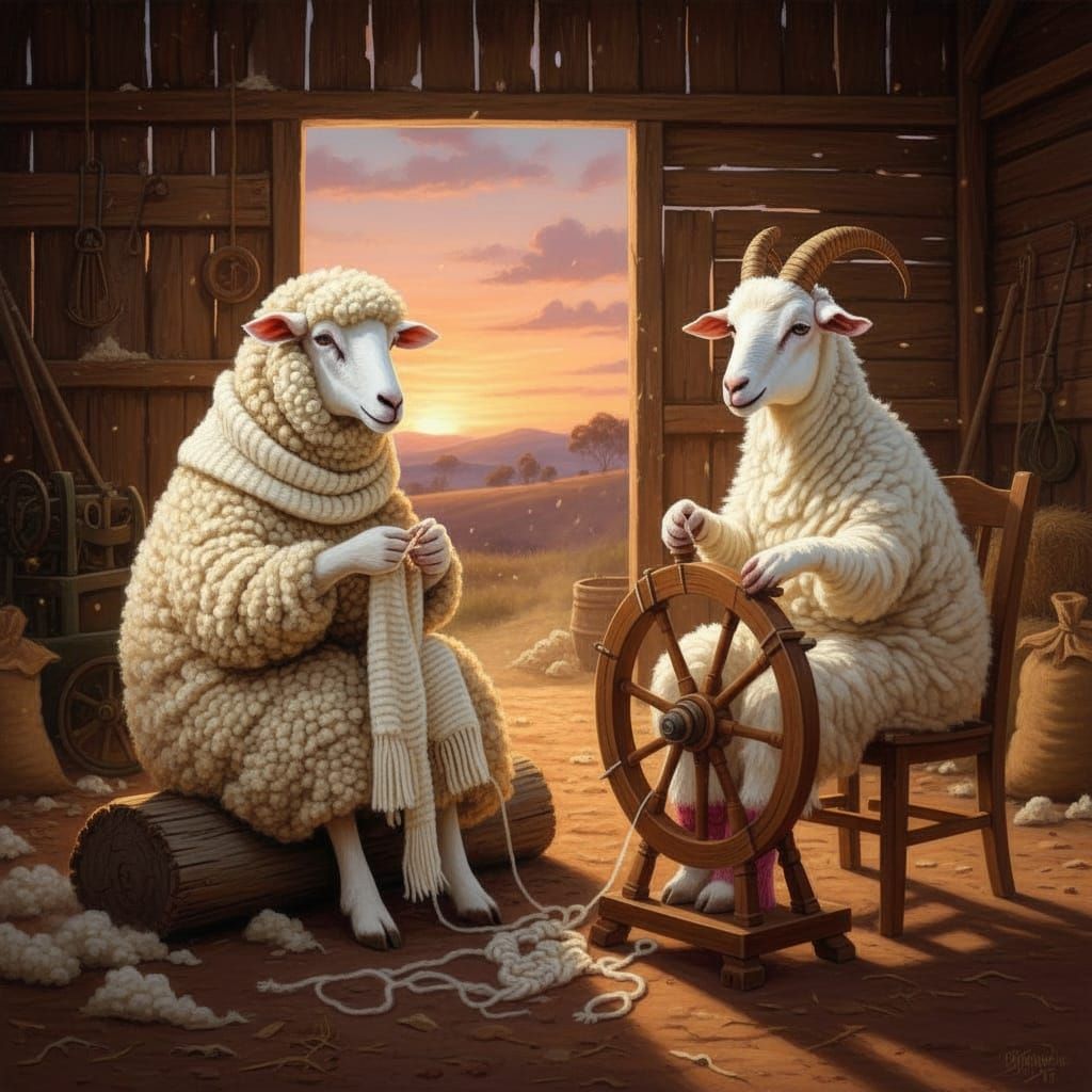 Surreal Merino Ewe Knits Scarf From Her Own Fleece