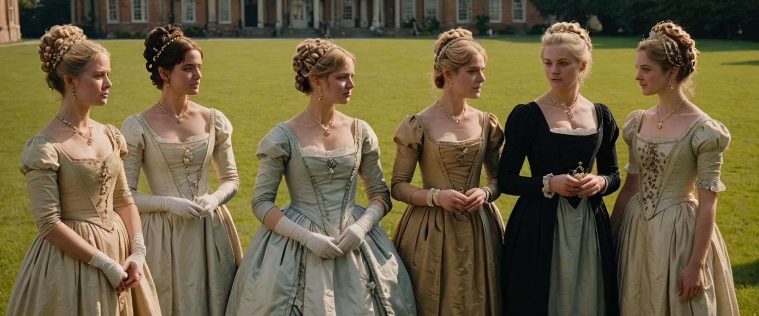 Regency Ladies at the Ball in Pride and Prejudice Style