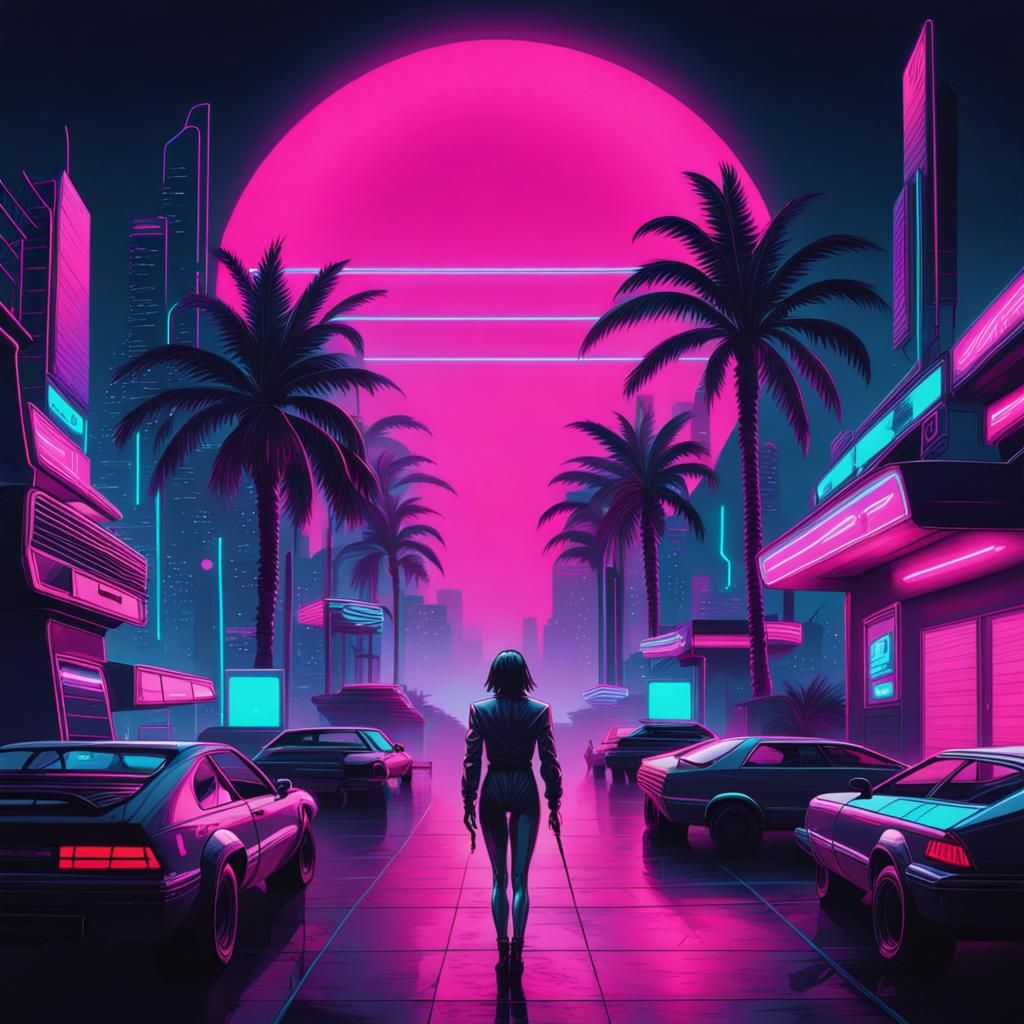 Synthwave Nightmares in Neon Retro Style