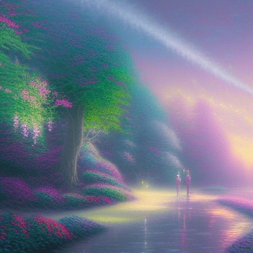 Ethereal Fantasy Landscape in Kinkade Style