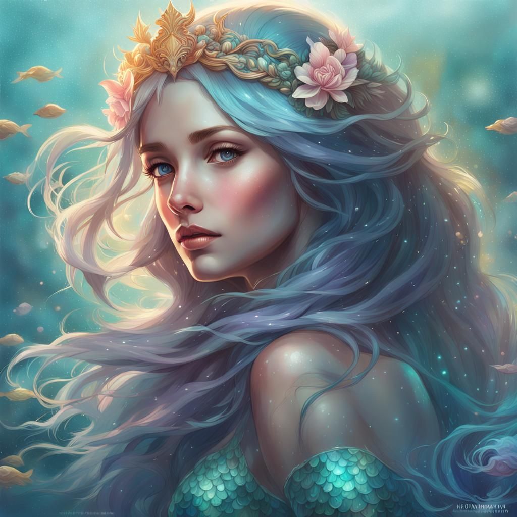 The Enchanted Mermaid Unicorn: A mystical being merging the enchanting beauty of a mermaid with the purity and magic of ...