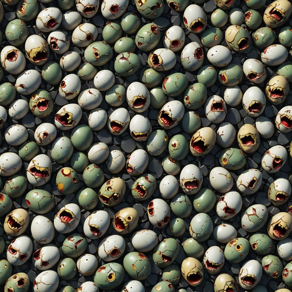 Shattered Zombie Eggs in Detailed Matte Painting