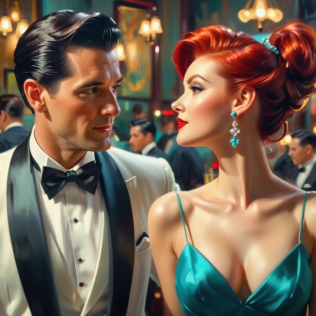 Film Noir: Man and Woman in Upscale Bar