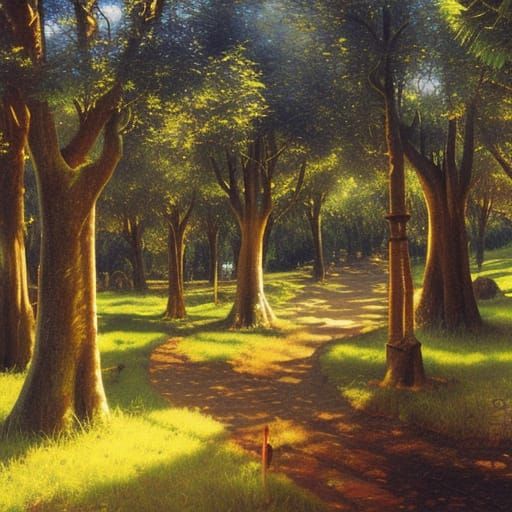 Enchanted Hobbiton Forest Oil Painting