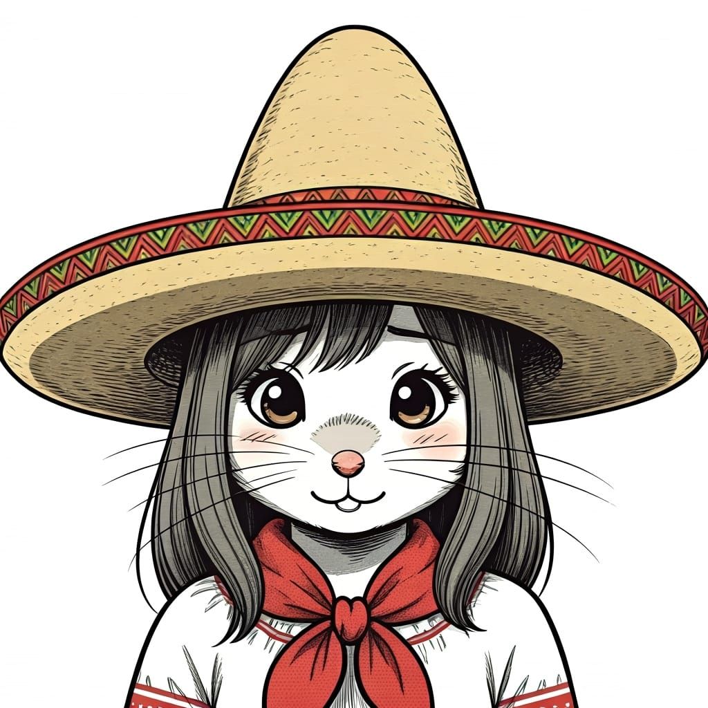 Shy Mouse Under Sombrero in Manga Style