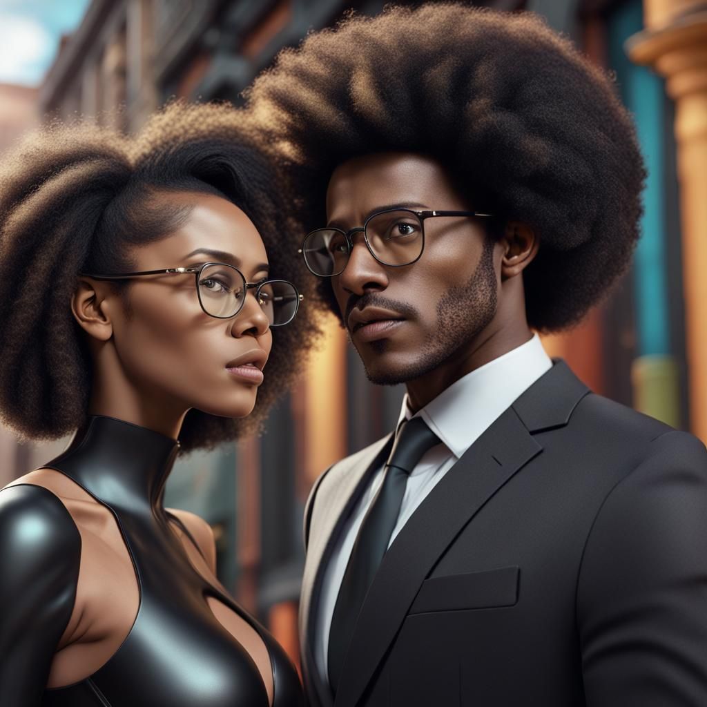 Black Man and Latina Woman: Detailed Matte Painting