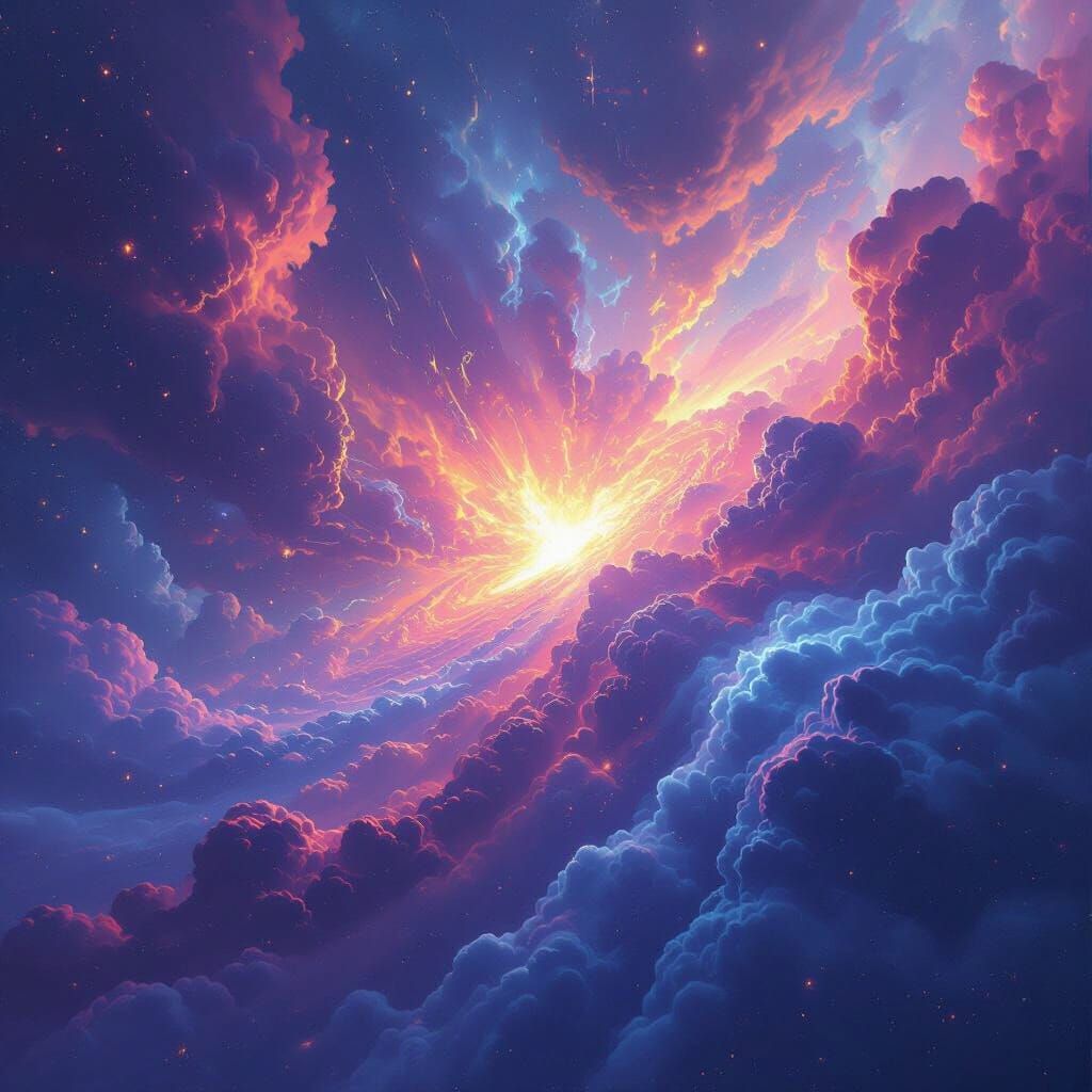 Energetic Cosmic Explosion in Modern Digital Art Style