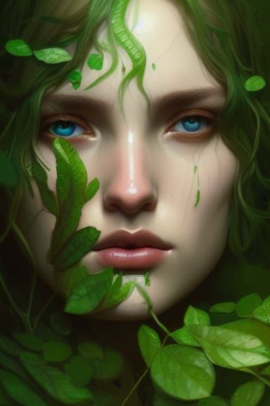 Eldritch Forest Goddess Portrait in Hyperdetailed Style