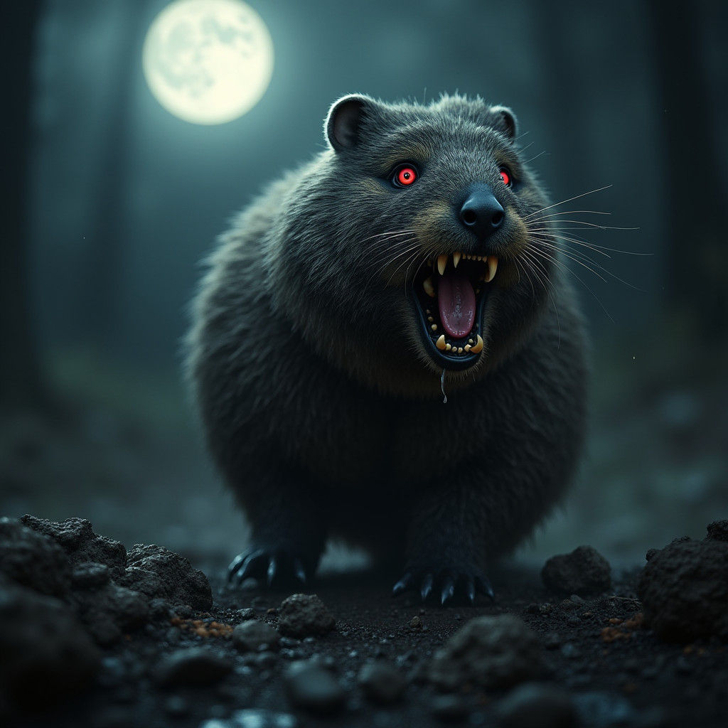 Nightmarish Feral Capybara in Gothic Fantasy Style