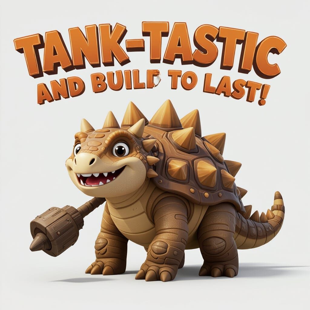 Friendly Cartoon Ankylosaurus in 3D with Clubbed Tail