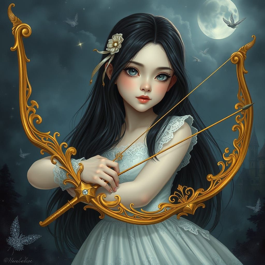 Ethereal Girl Archer in a Dreamy Landscape
