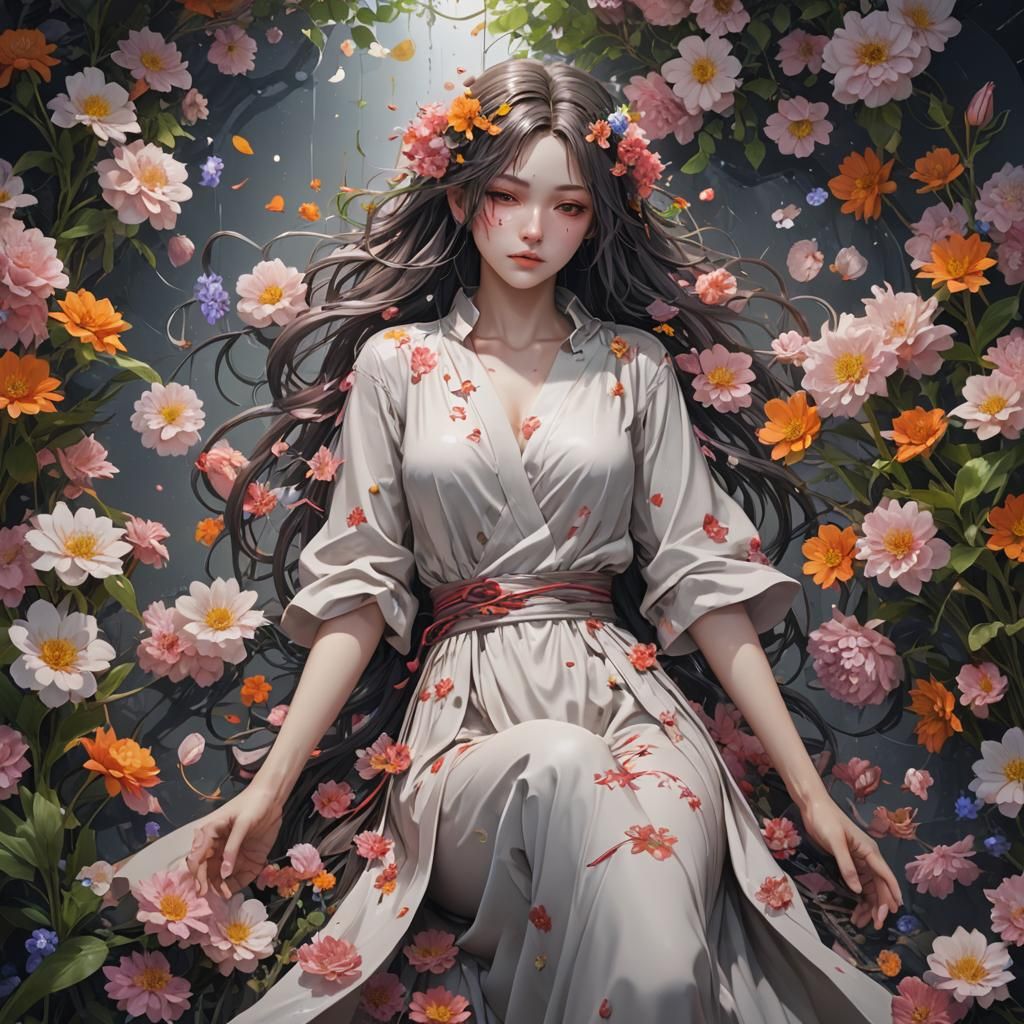 Ethereal Flowers Bloom in Anime Style