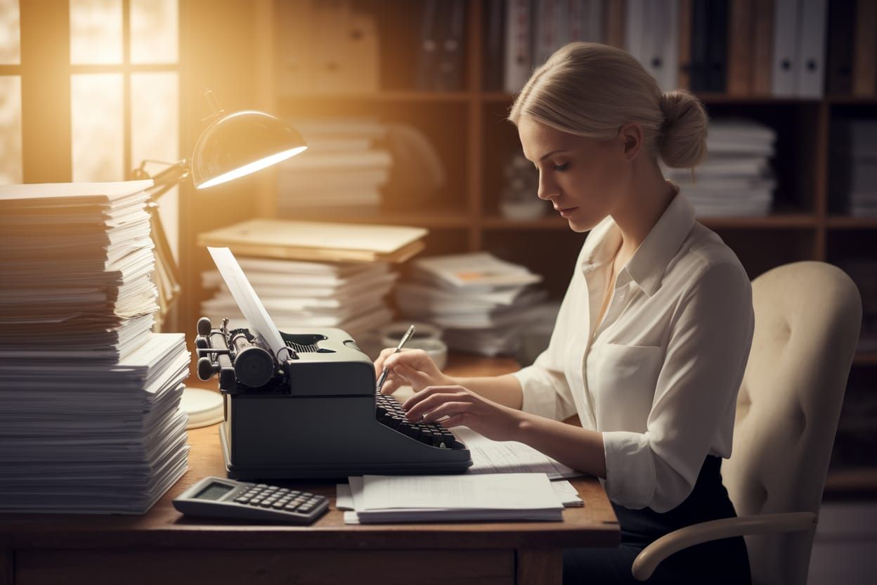 Expert Female Accountant in Cozy Office Setting