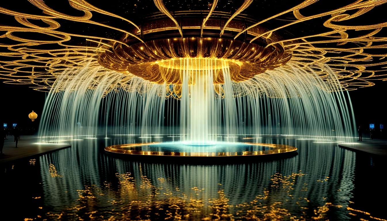 Ominous Fountain with Glowing Symbols