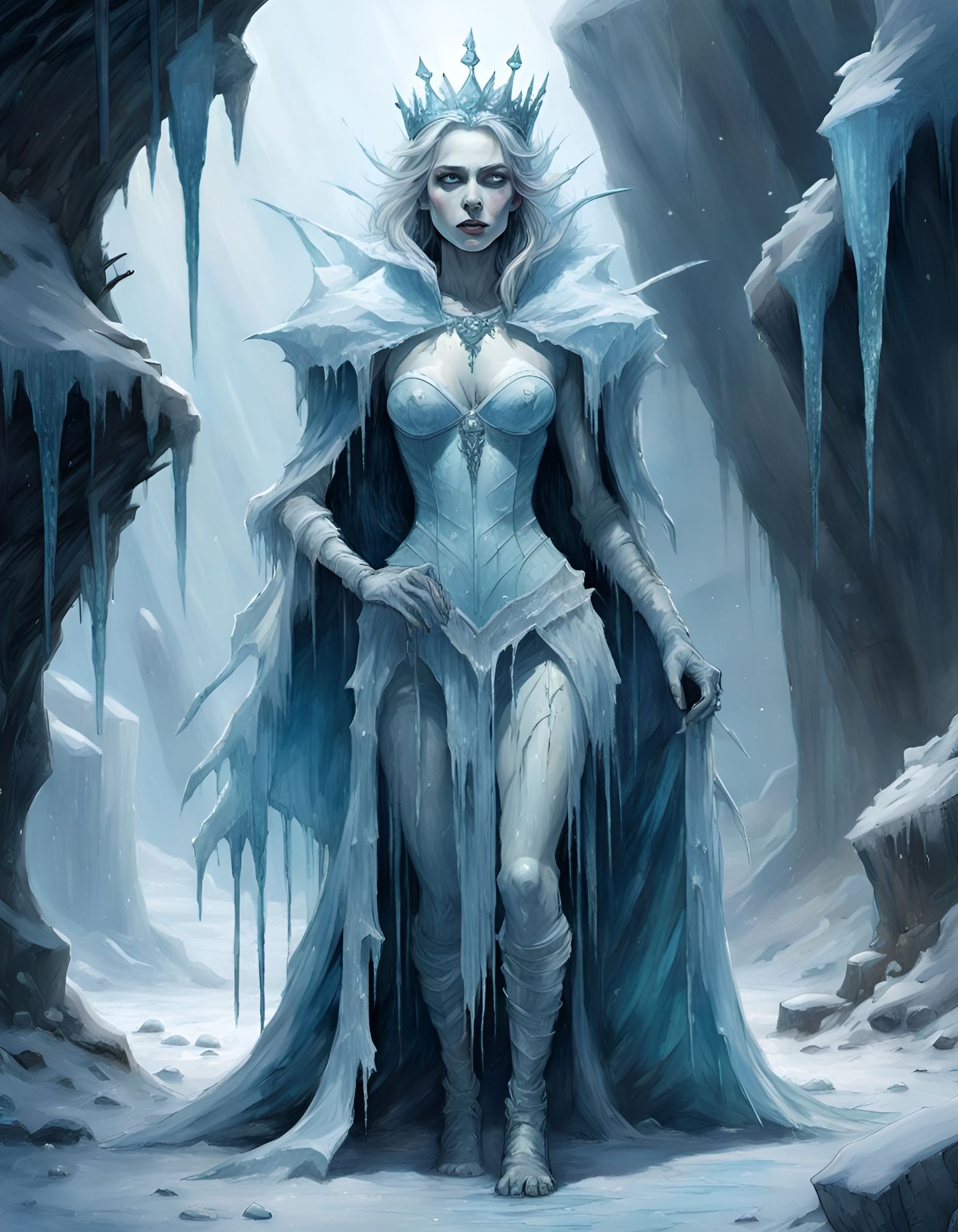 Undead Ice Queen Crayon Caricature