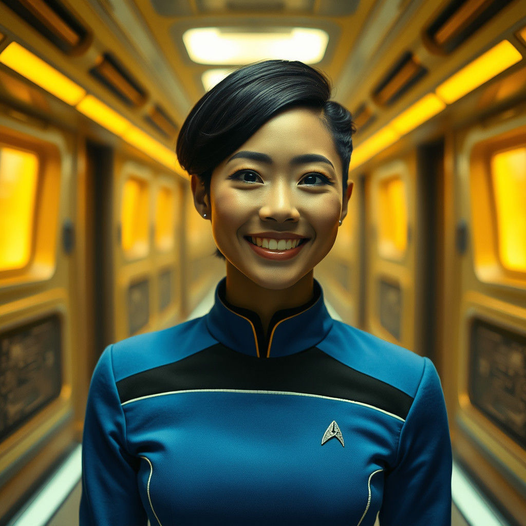 Orion Alien Woman in Star Trek Uniform