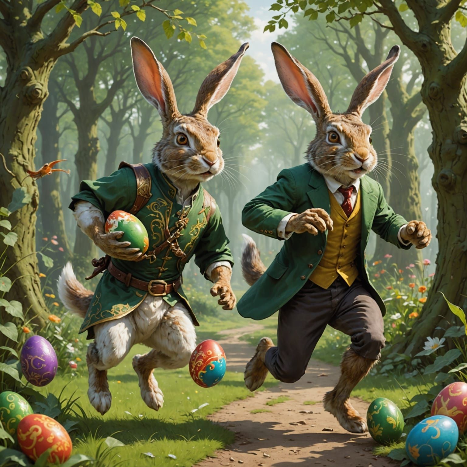 Ethereal Rabbit Escapes Mythical Dragon