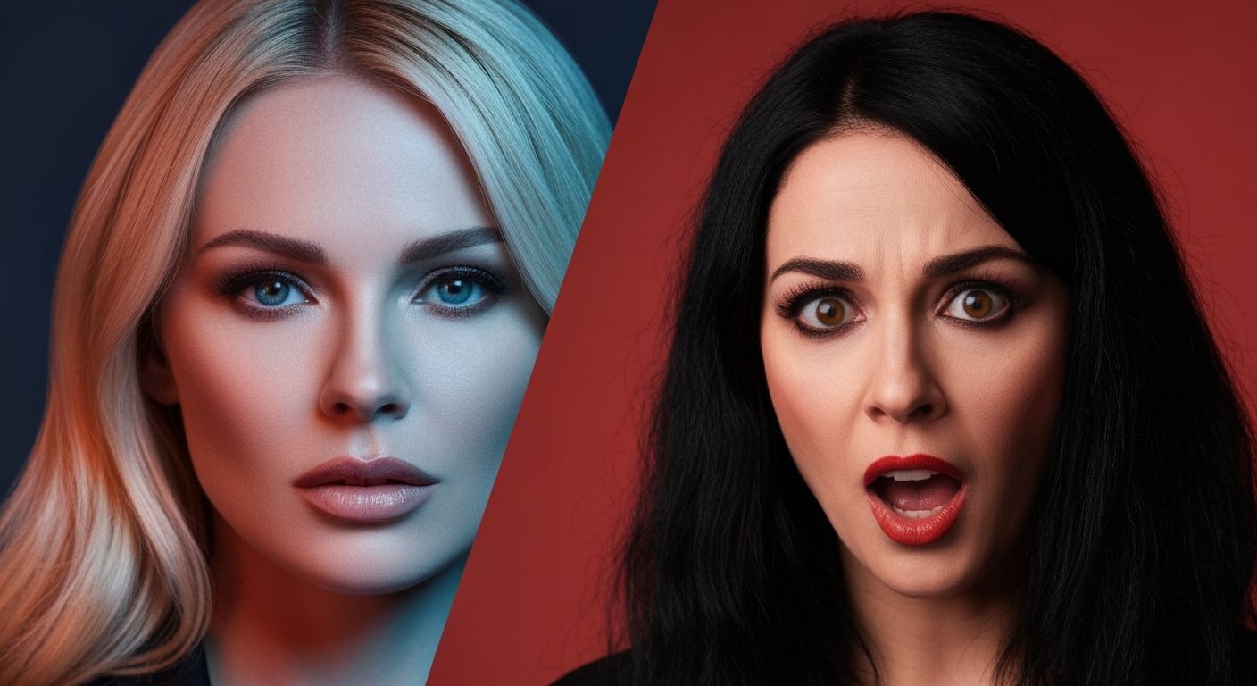 Blonde Narcissist vs. Black-Haired Histrionic Woman Contrast