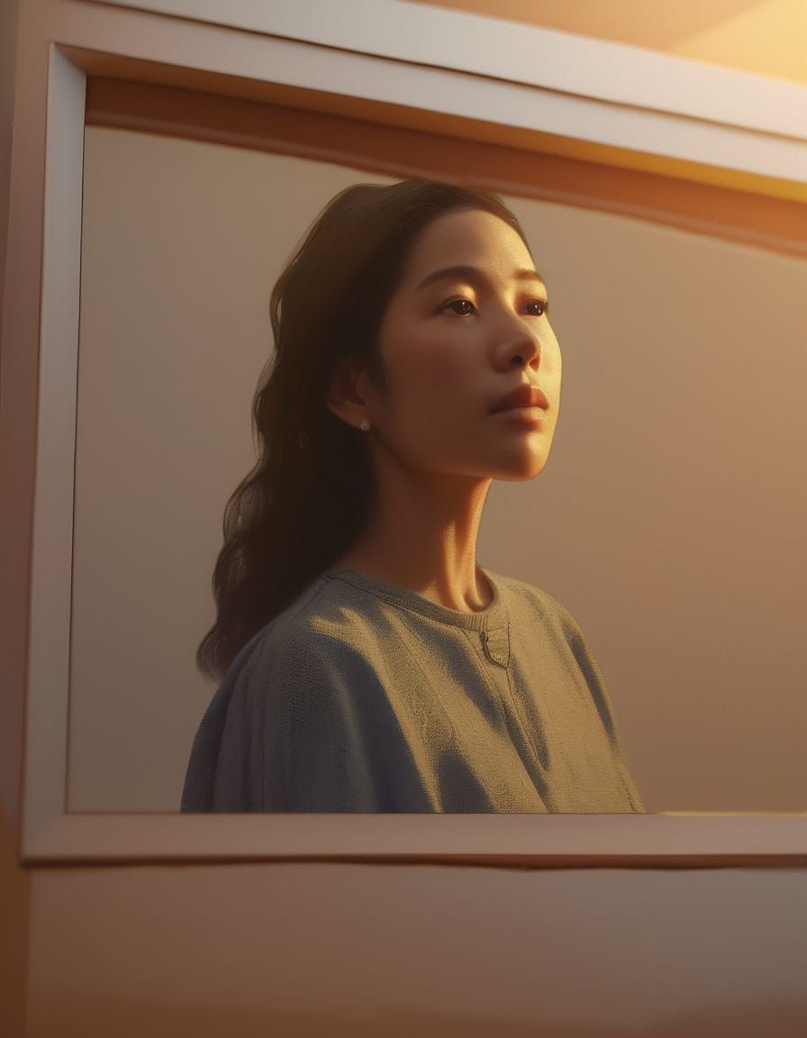 Realistic Portrait of Woman in Golden Hour Lighting