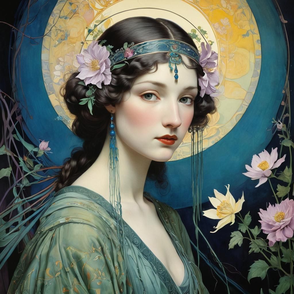 Naive Illustration in Glasgow School Style