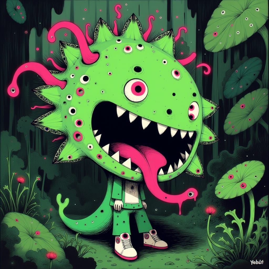 Piranha Plant in Vibrant Jungle Concept Art