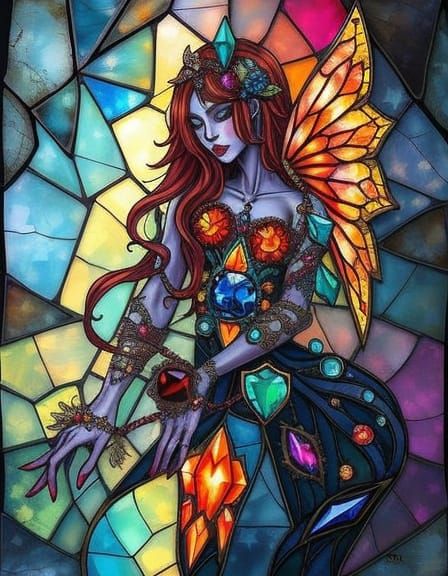 Vibrant Stained Glass Rainbow Metamorphosis