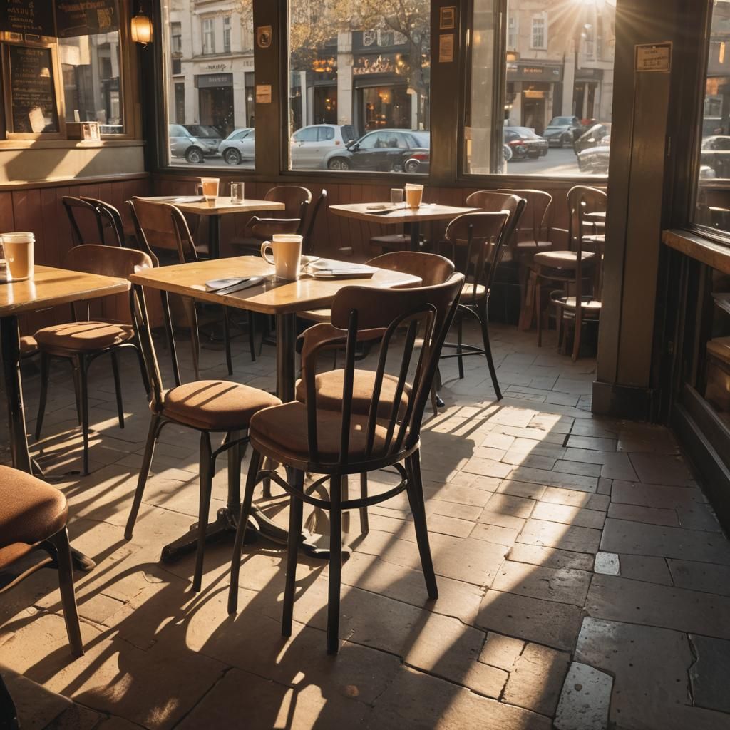 Empty Chair in Bustling Cafe: A Study in Absence