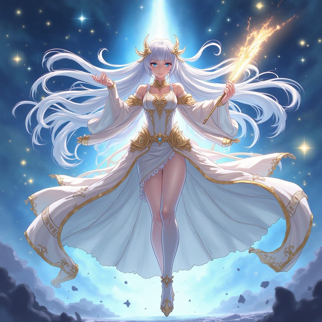 Ethereal Battle Queen with Glowing Tome