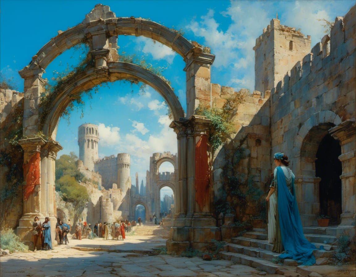 Ancient Castle Entrance in Dark Fantasy Style