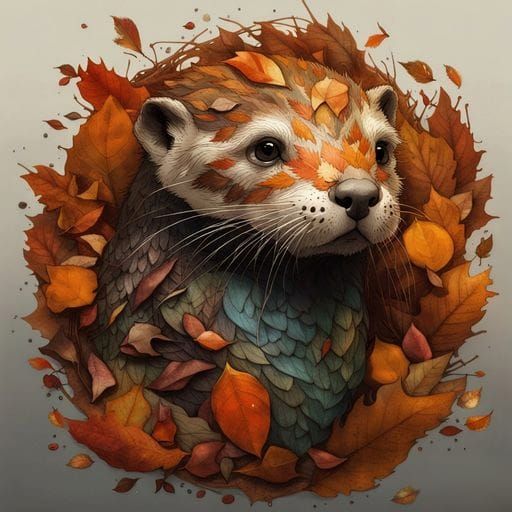 Autumn Leaf Otter: Dark Fantasycore Masterpiece