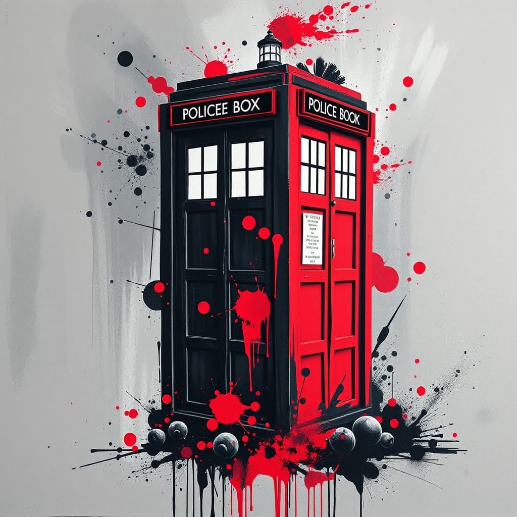 TARDIS in Splashes of Dark Color