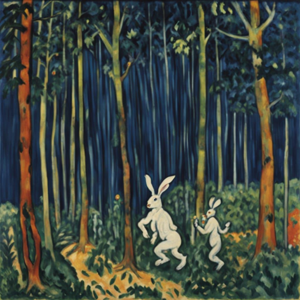 Boys Chased by a Sinister Wave in a Dark Forest