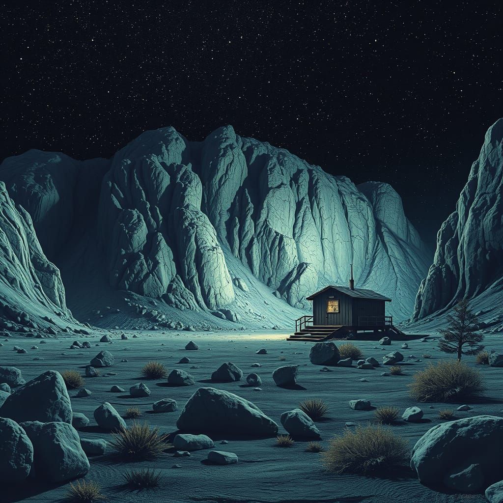 Dead Nevada Silver Mine in Simon Stålenhag Style