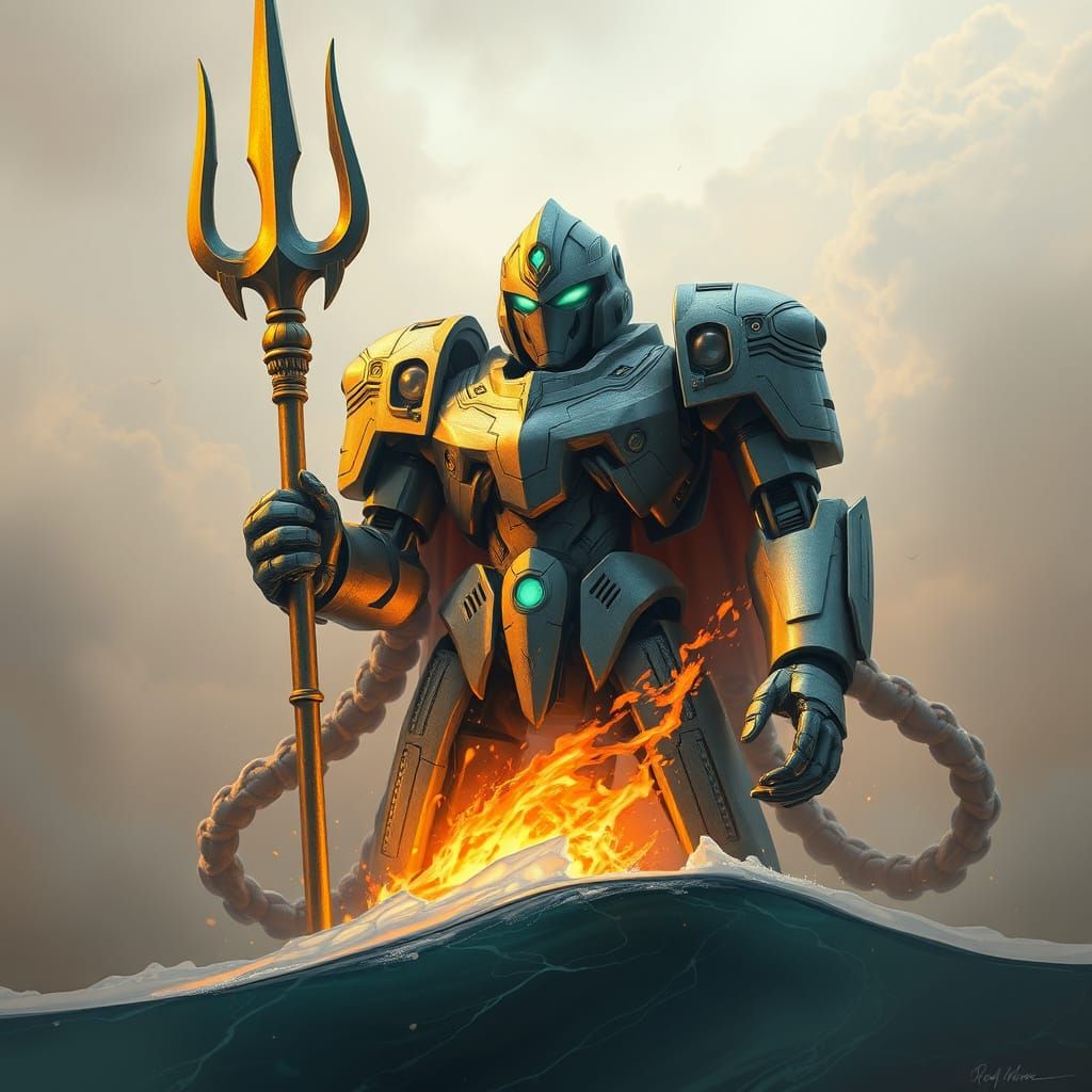 Powerful Robot Guards Neptune's Trident