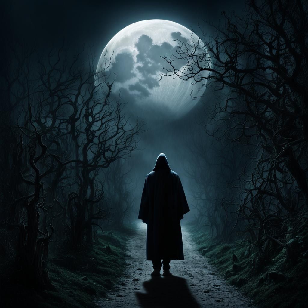 Mysterious Figure Stalks in Moonlight