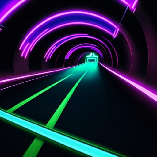 8-Bit Neon Tunnel Speed Race in Tron Style