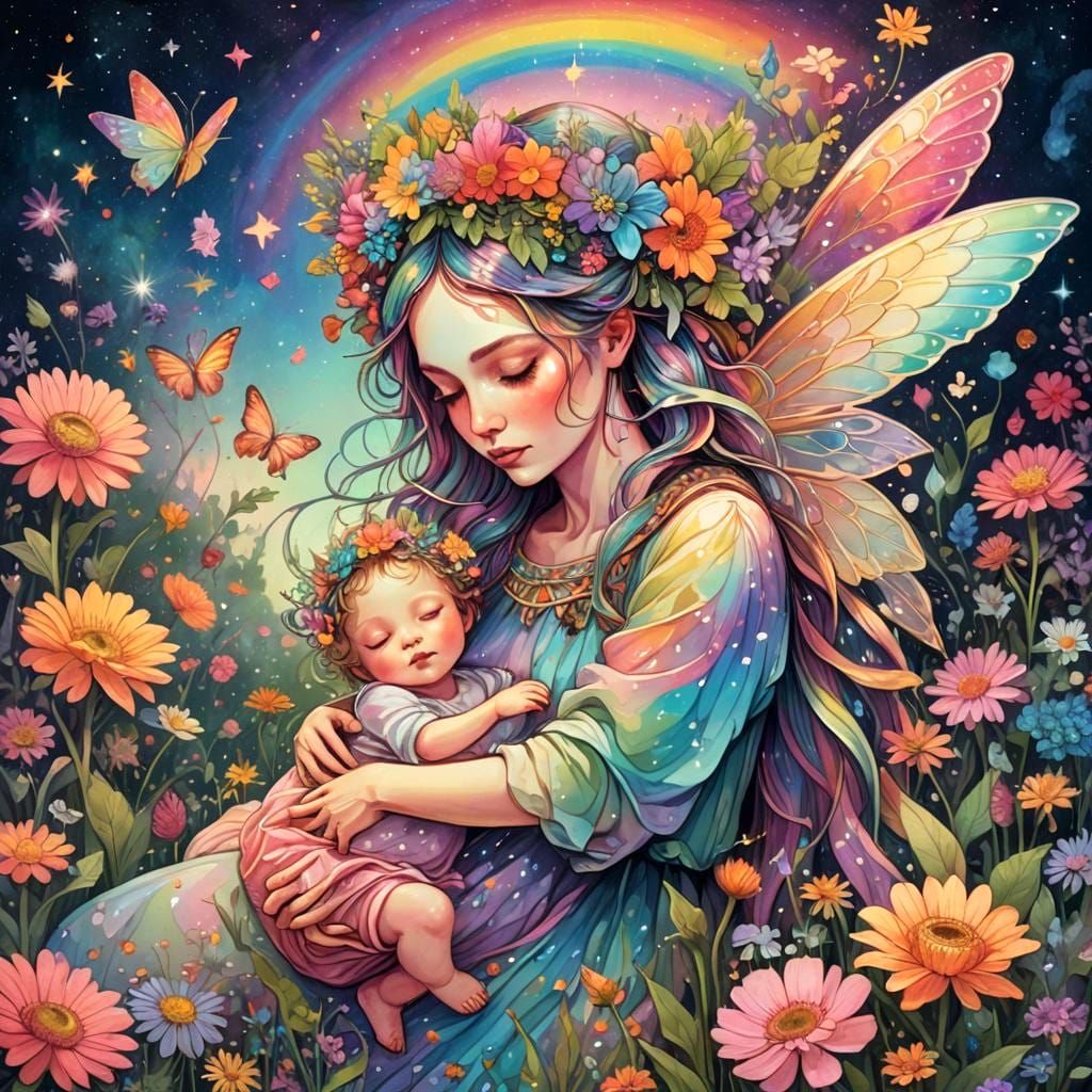 Fairy mom with baby