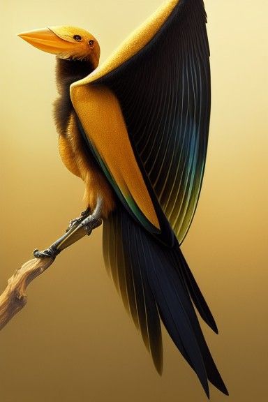 Onyx and Gold Aarakocra Concept Art