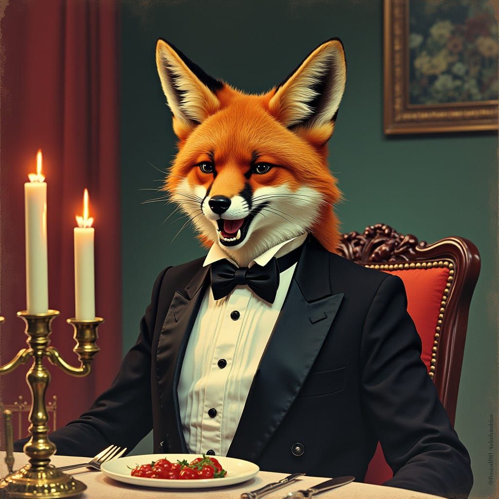 A Fox in a Tuxedo Survives Post-Apocalyptic Dinner Party in...