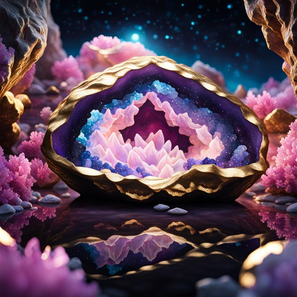 Luminous Bioluminescent Geode Cavern Masterpiece