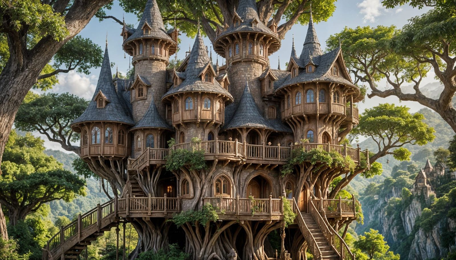 Elaborate Elven Treehouse with Balconies