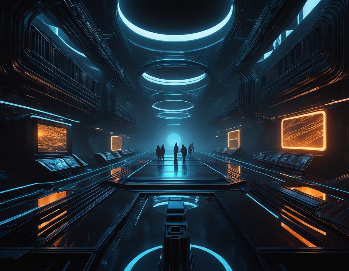 Surreal Proto-Modern Psy-Trance Temple in Dark, Fog-Shrouded...