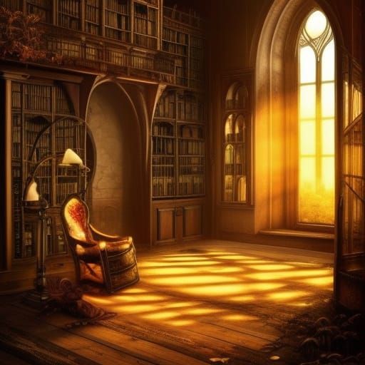 Gothic Woman in Attic Study