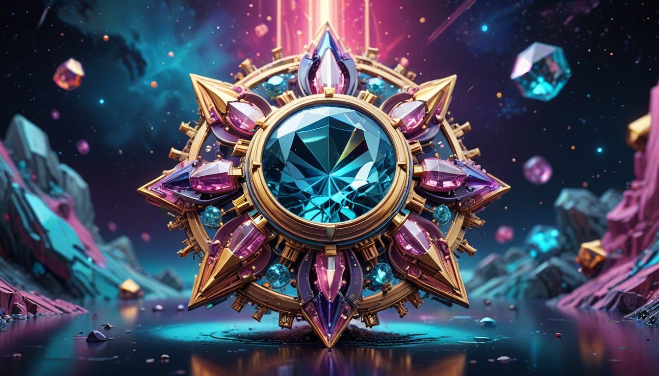 Gemstone Cosmic Dance in Vibrant Golden Tube