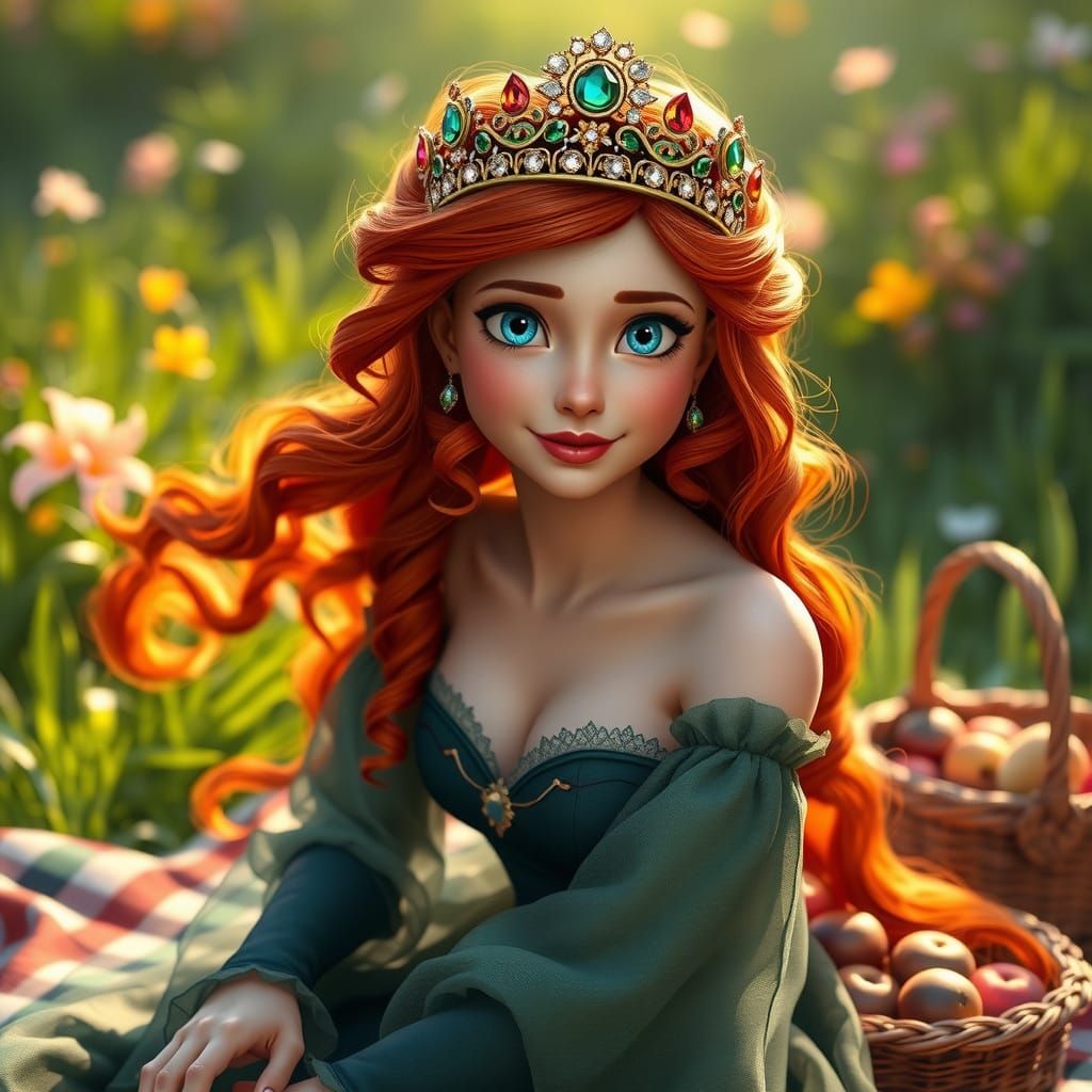 Princess Merida in a Vibrant Spring Scene