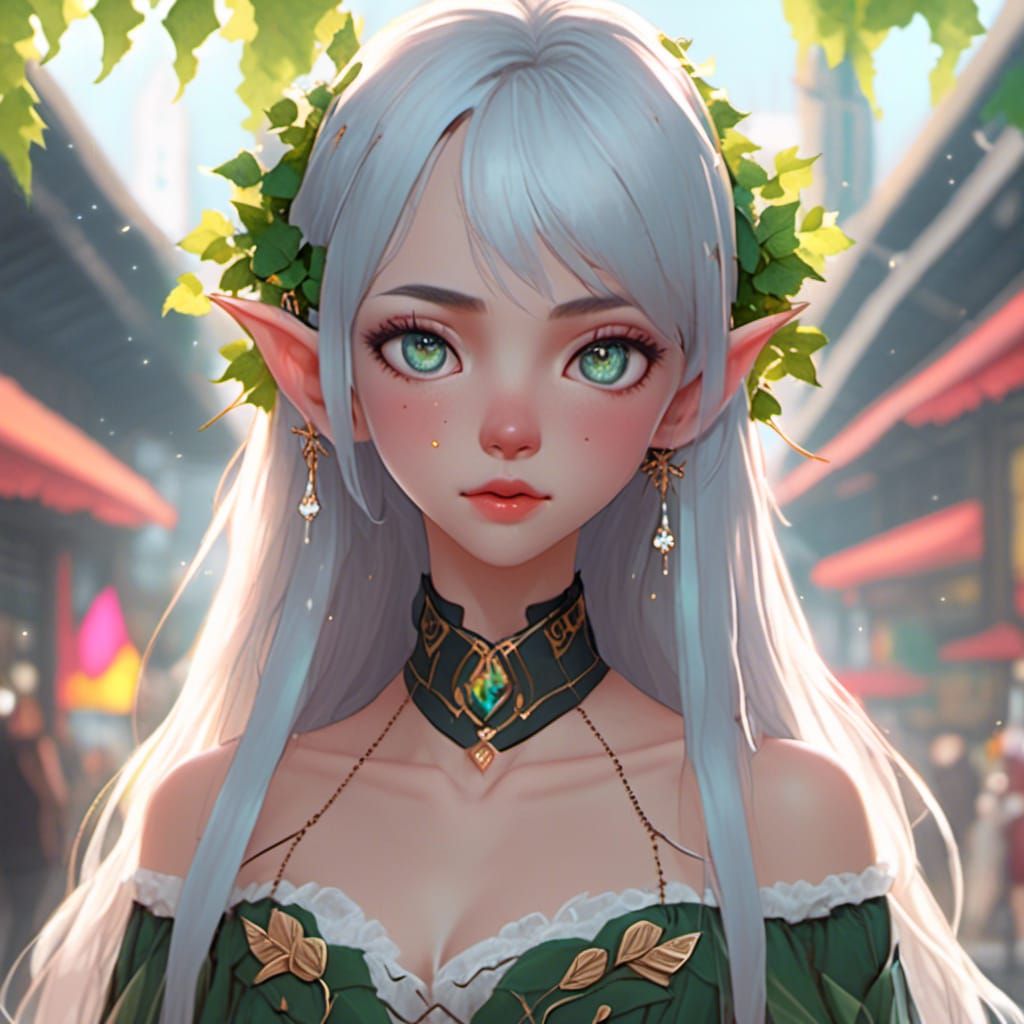 Elf Maiden Portrait in Dark Fantasy Graffiti Style