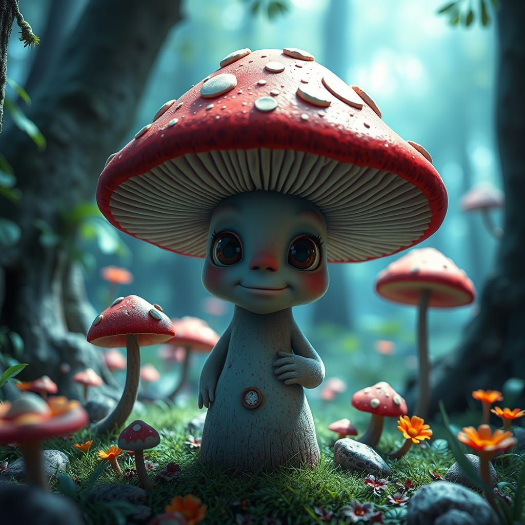 Vibrant Psychedelic Forest in Whimsical Cartoon Style